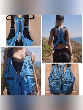 Free People Blue Utility Vest Jacket